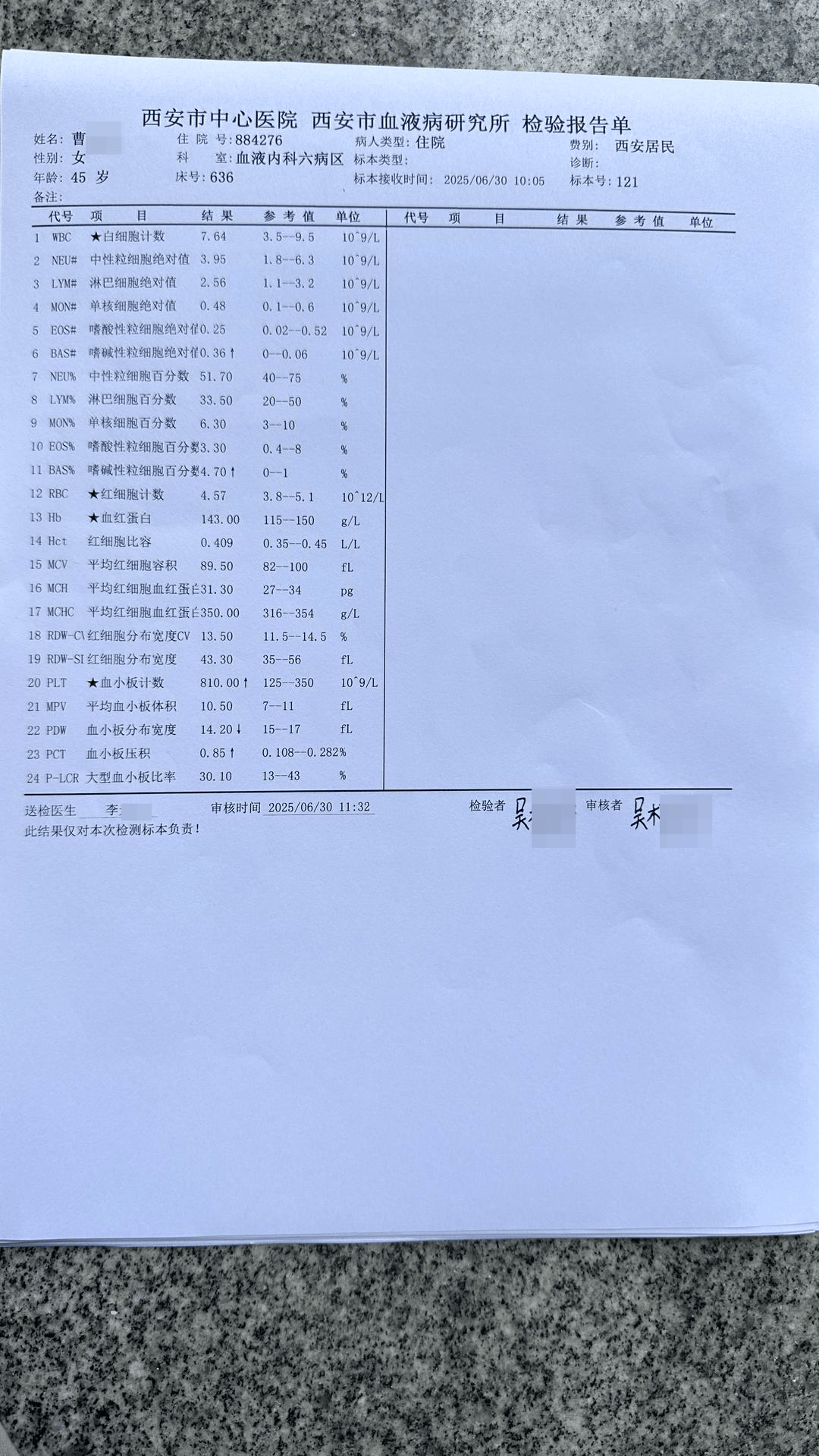 患者稱血小板明顯異常醫(yī)生未告知，一年后查出腫瘤 院方：溝通有疏漏 愿通過(guò)鑒定或訴訟解決